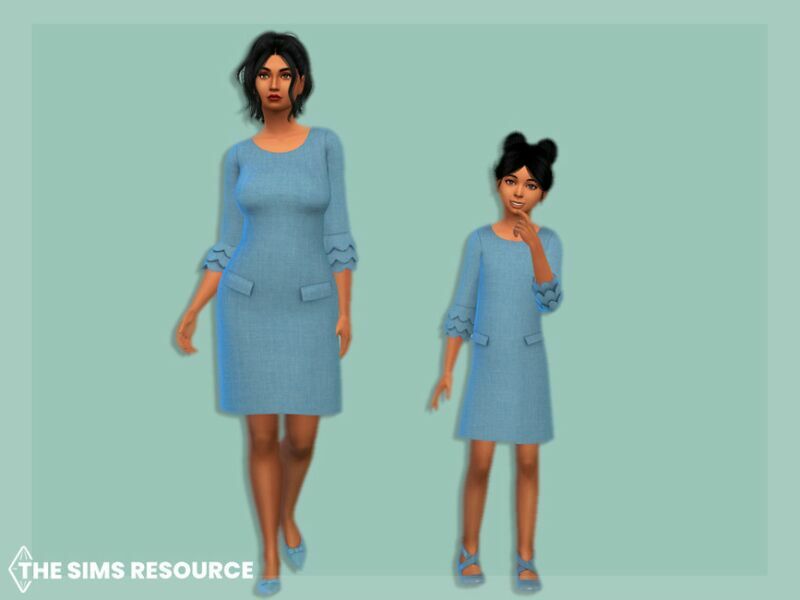 sims 4 cc dress with wavy layered sleeves adult by mysteriousoo 2