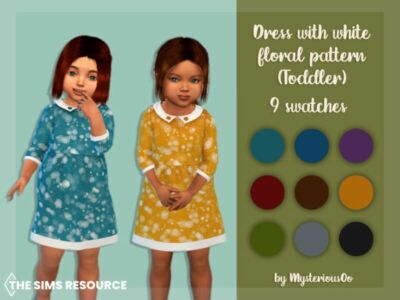 Dress With White Floral Pattern Toddler By Mysteriousoo Sims 4 CC