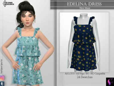 Edelina Dress By Katpurpura Sims 4 CC