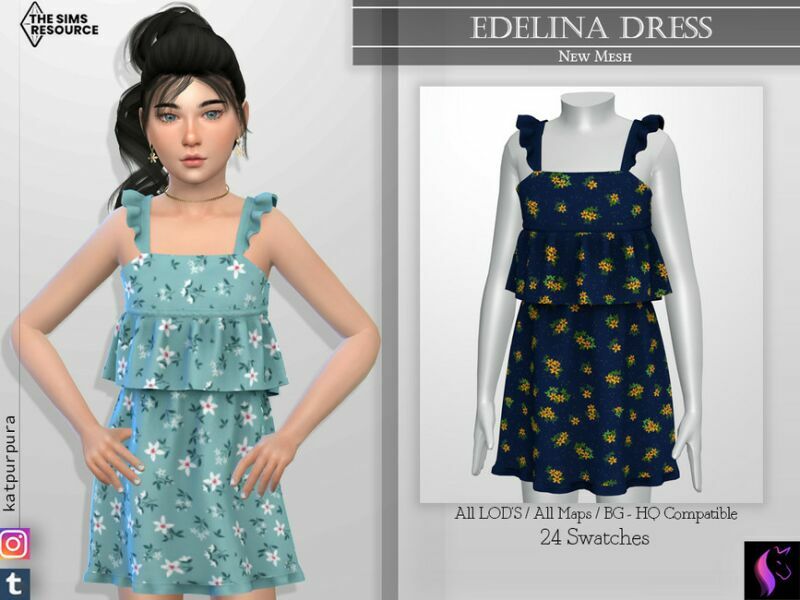 Edelina Dress By Katpurpura Sims 4 CC