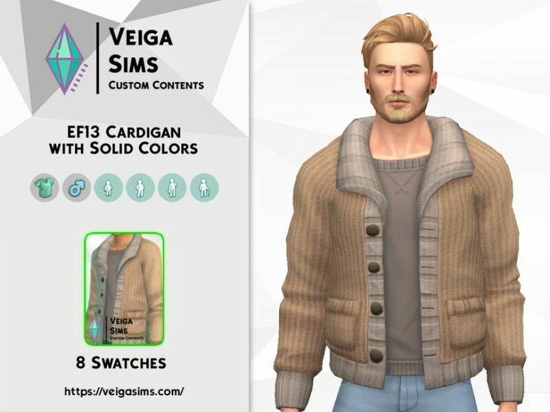 EF13 Cardigan With Solid Colors Sims 4 CC