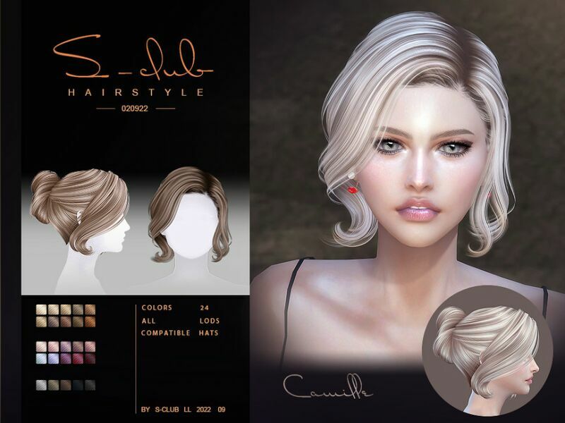 Elegante Updo Hairstyle (Camille020922) By S-Club Sims 4 CC