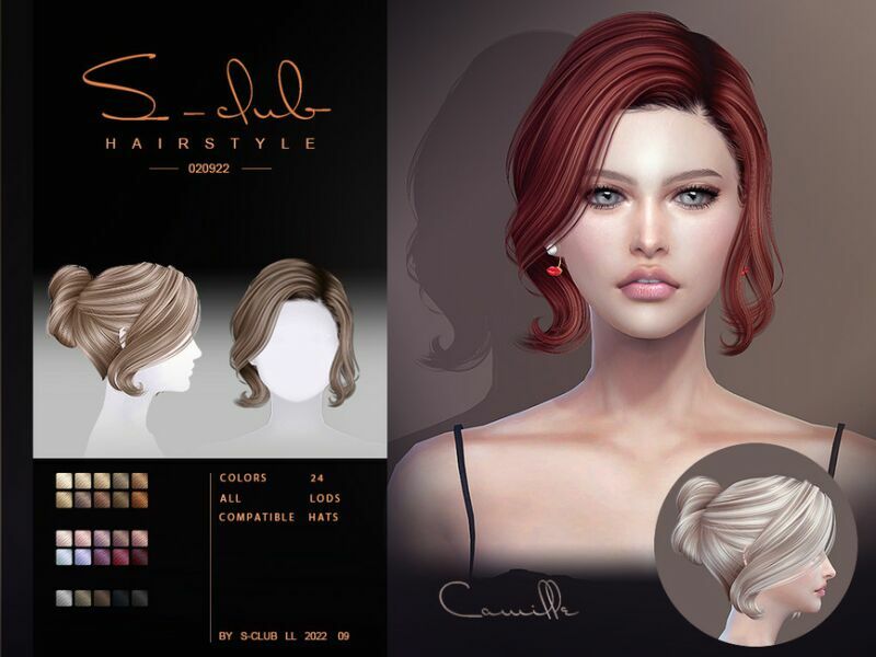 sims 4 cc elegante updo hairstyle camille020922 by s club 2