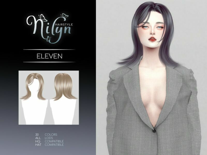 Eleven Hair – NEW Mesh By Nilyn Sims 4 CC