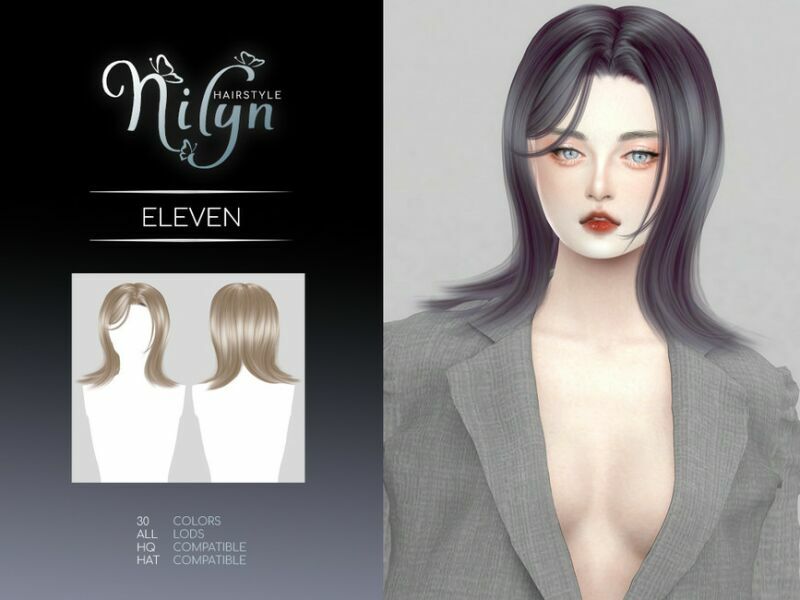 sims 4 cc eleven hair new mesh by nilyn 2