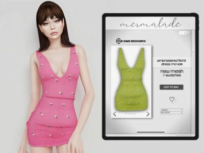 Embroidered Floral Dress MC408 By Mermaladesimtr Sims 4 CC