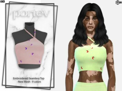 Embroidered Seamless TOP By Portev Sims 4 CC