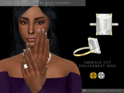 Emerald CUT Engagement Ring By Glitterberryfly Sims 4 CC