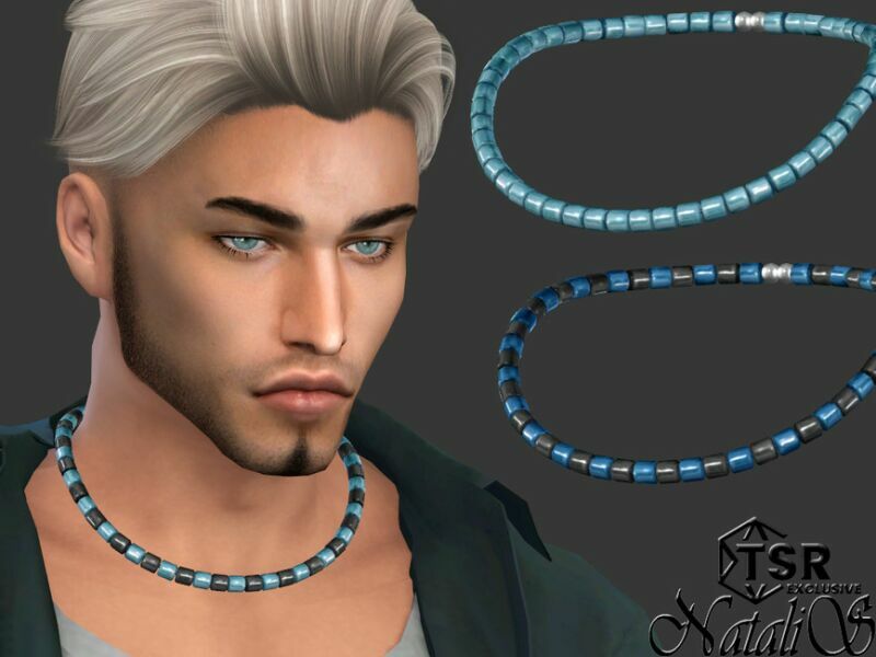 Enamel Cylinder Beads Necklace By Natalis Sims 4 CC