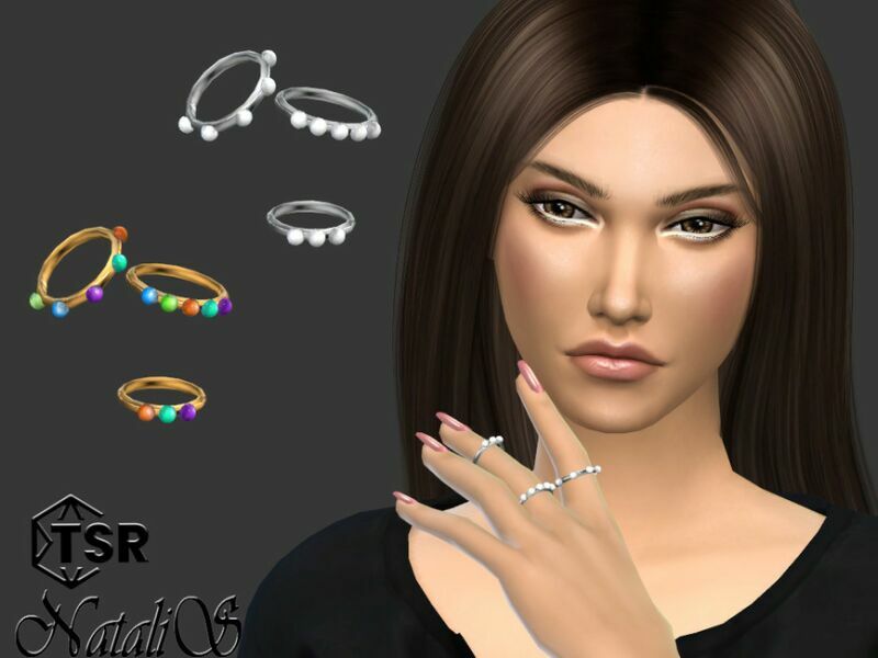 Enamel Dots Rings By Natalis Sims 4 CC