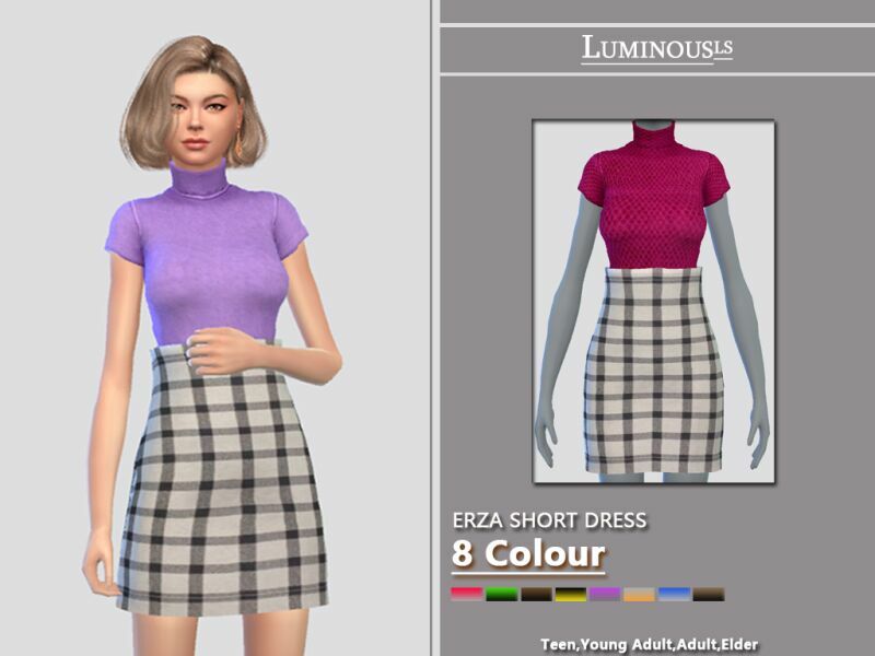 Erza Short Dress By Luminousls Sims 4 CC