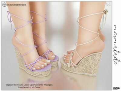 Espadrille Multi Lace UP Platform Wedges For Sims 4 Sims 4 CC