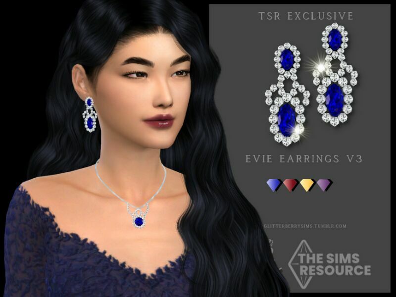 Evie Earrings V3 By Glitterberryfly Sims 4 CC