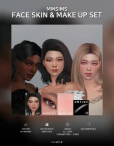 Face Skin & Make UP SET By Mmsims Sims 4 CC