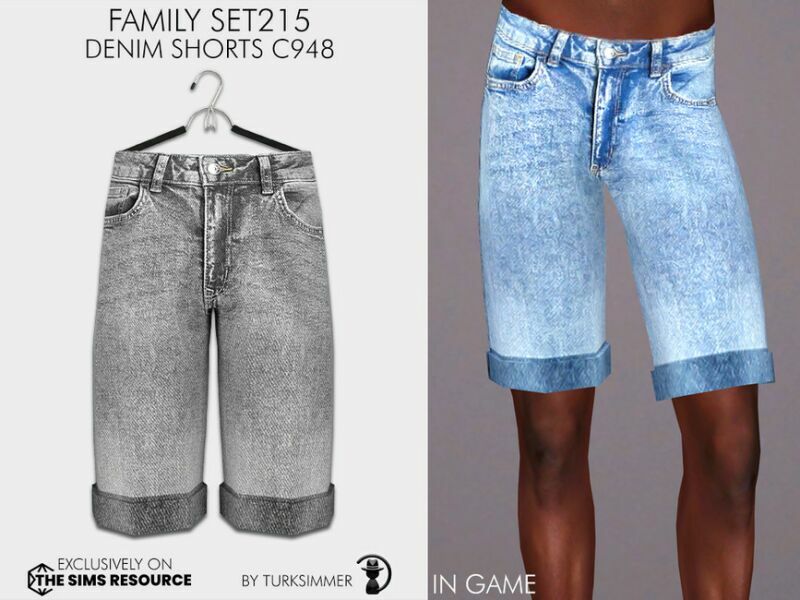 sims 4 cc family set215 denim shorts c948 by turksimmer 2