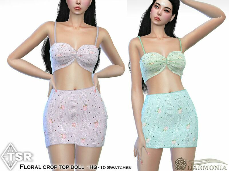 Floral Crop TOP Doll By Harmonia Sims 4 CC