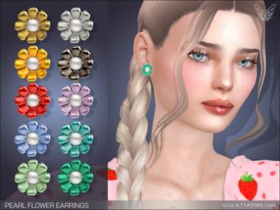 Floral Pearl Earrings By Giulietta Sims 4 CC