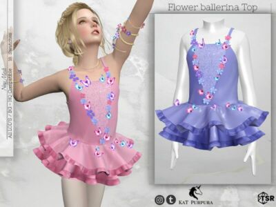 Flower Ballerina TOP By Katpurpura Sims 4 CC