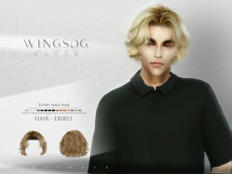 Fluffy Male Hair – ER0815 By Wingssims Sims 4 CC