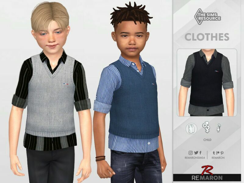 Formal Shirt With Vest 01 For Child By Remaron Sims 4 CC