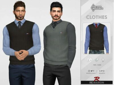 Formal Shirt With Vest For Male SIM By Remaron Sims 4 CC