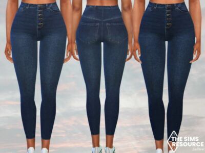 Front Button Dark Blue Jeans By Saliwa Sims 4 CC