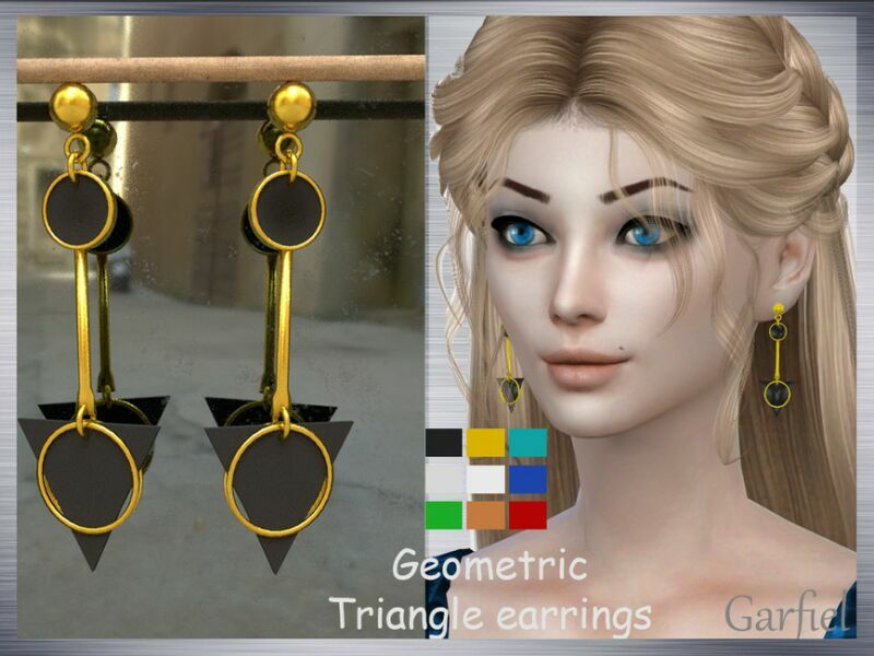 Geometric Triangle Earrings By Garfiel Sims 4 CC