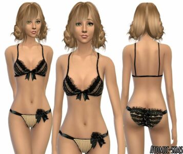 Glamsim Black TAN Ruffle Lingerie Conversion By Atomic-Sims Sims 4 CC