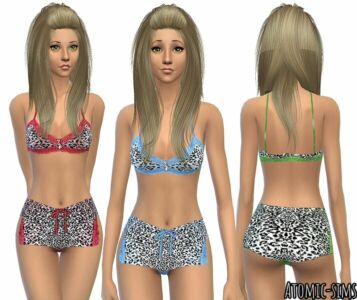 Glamsim Blue LEO Print Underwear Conversion By Atomic-Sims Sims 4 CC