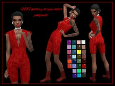 Glittery Stripes Short Jumpsuit By Nadiafabulousflow Sims 4 CC