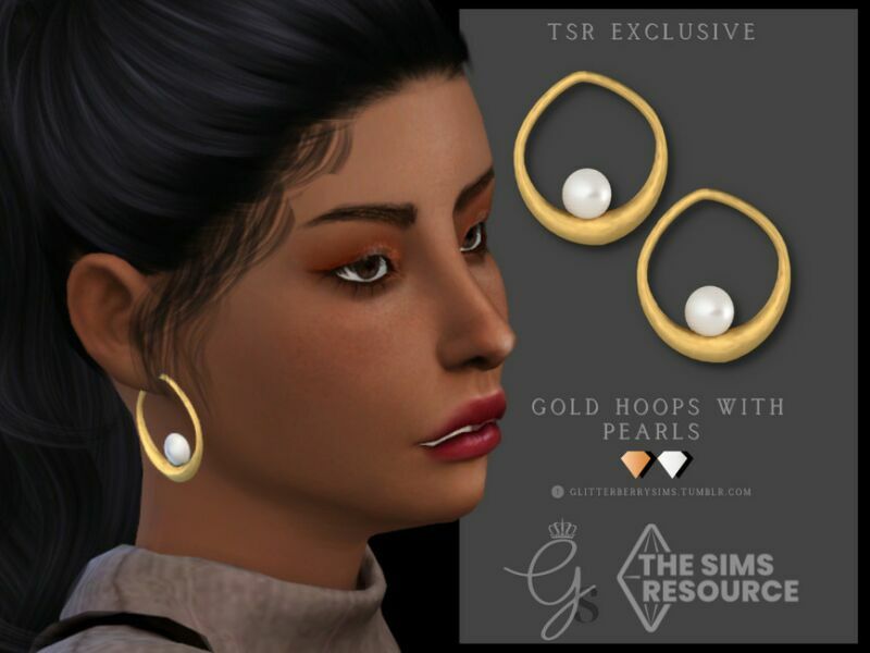 Gold Hoops With Pearls By Glitterberryfly Sims 4 CC