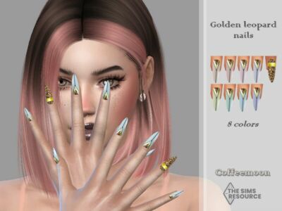 Golden Leopard Nails By Coffeemoon Sims 4 CC