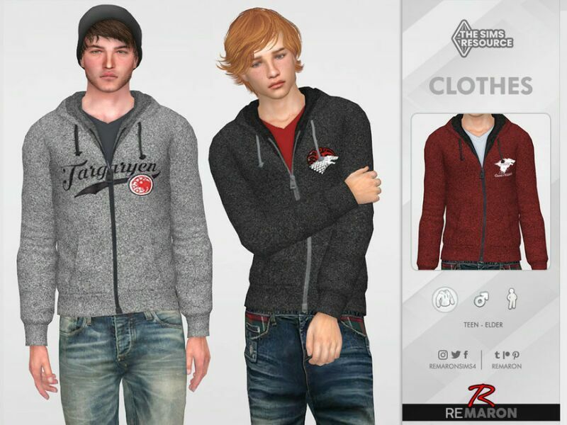 GOT Hoodie 01 For Male SIM By Remaron Sims 4 CC