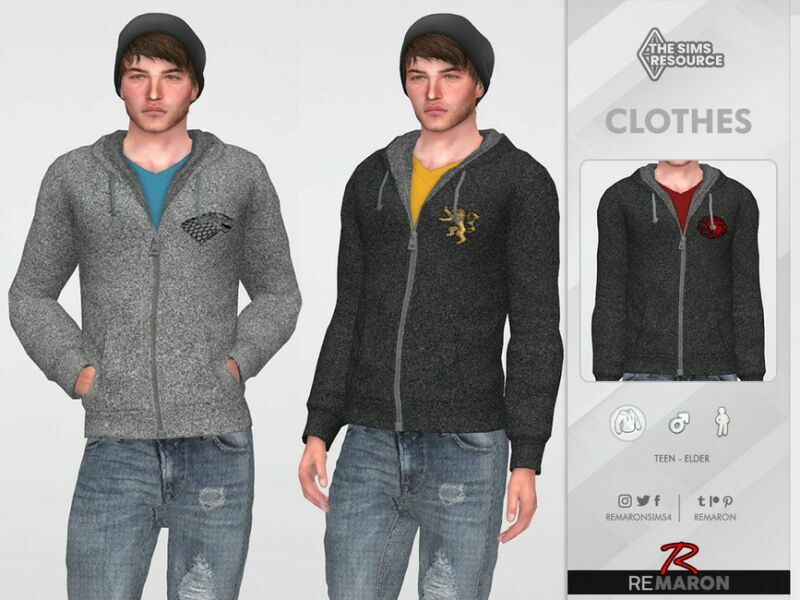 sims 4 cc got hoodie 01 for male sim by remaron 2