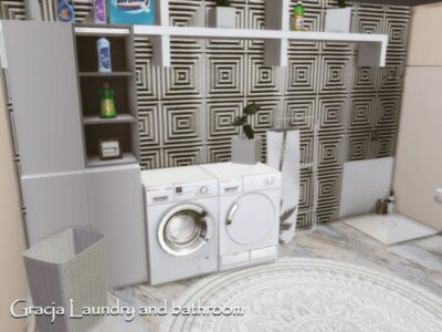 Gracja Laundry And Bathroom | Only TSR CC By Genkaiharetsu Sims 4 CC