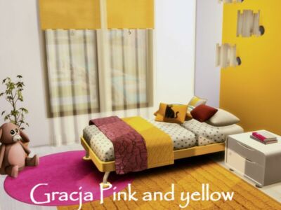 Gracja Pink And Yellow KID Room | Only TSR CC By Genkaiharetsu Sims 4 CC