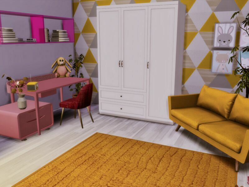 sims 4 cc gracja pink and yellow kid room only tsr cc by genkaiharetsu 3