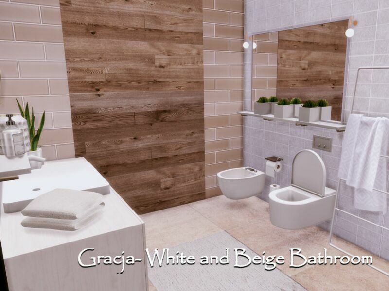 Gracja White Bathroom | Only TSR CC By Genkaiharetsu Sims 4 CC