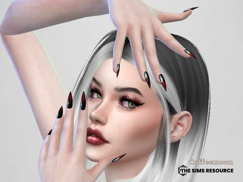 sims 4 cc gradient stiletto nails by coffeemoon 2