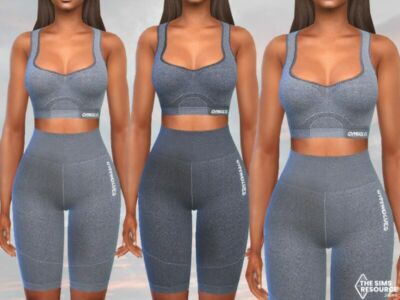 Grey Melange Fitness Outfits By Saliwa Sims 4 CC