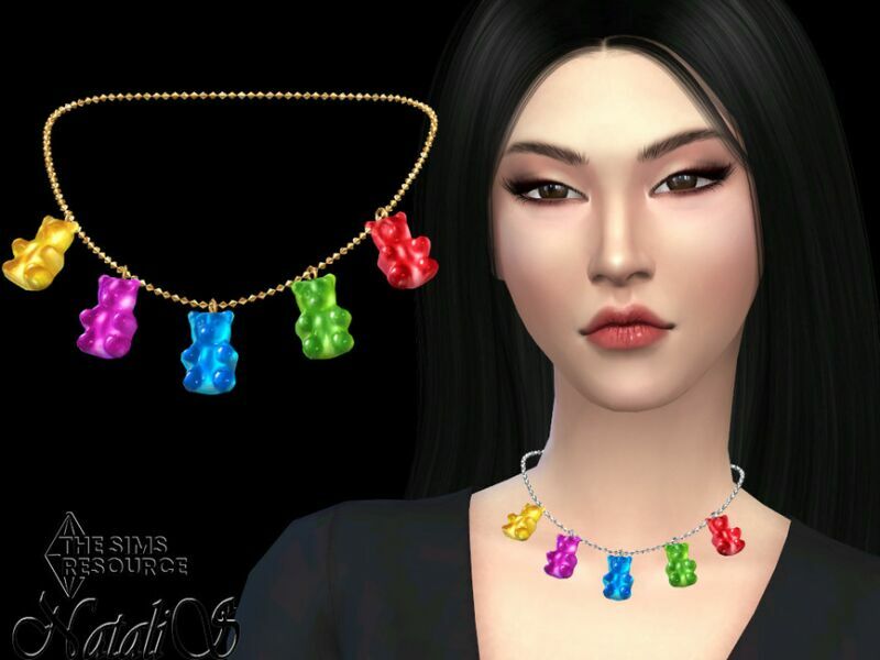 Gummy Bear 5 Pendants Necklace By Natalis Sims 4 CC