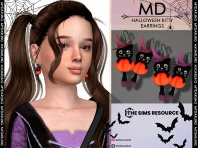 Halloween Kitty Earrings – Child By Mydarling20 Sims 4 CC