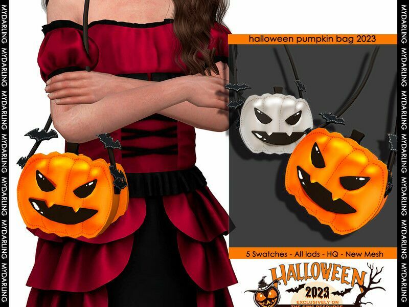 Halloween Pumpkin BAG 2023 Child By Mydarling20 Sims 4 CC