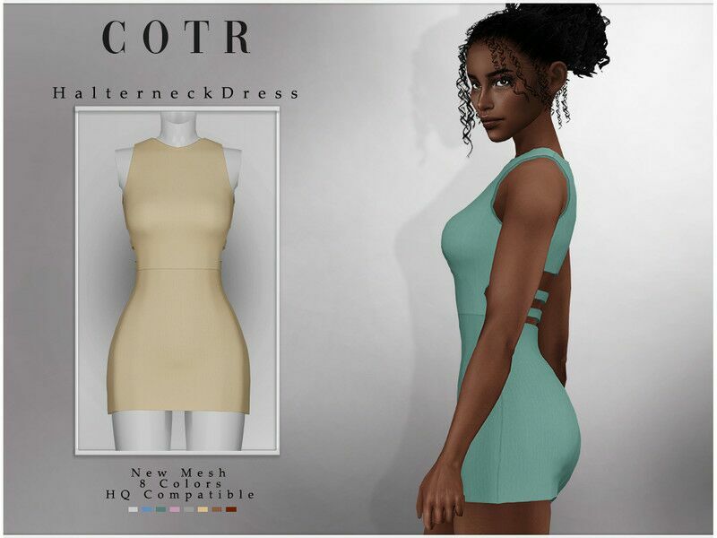 Halterneck Dress D-266 By Chordoftherings Sims 4 CC