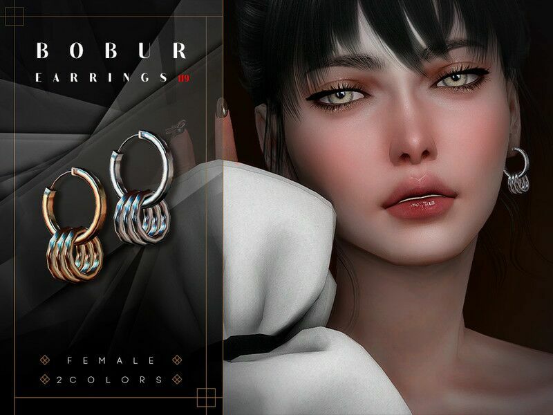 Hanging Round Earrings By Bobur3 Sims 4 CC