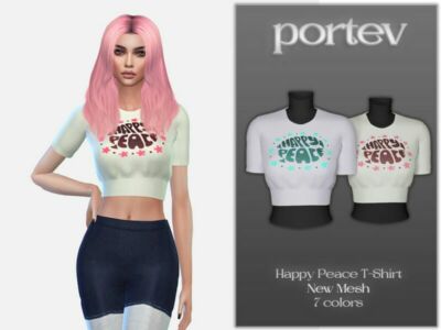 Happy Peace T-Shirt By Portev Sims 4 CC