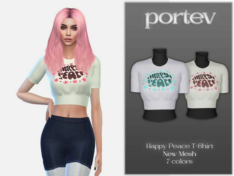 Happy Peace T-Shirt By Portev Sims 4 CC