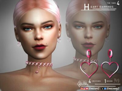 Heart Earrings By Mazero5 Sims 4 CC