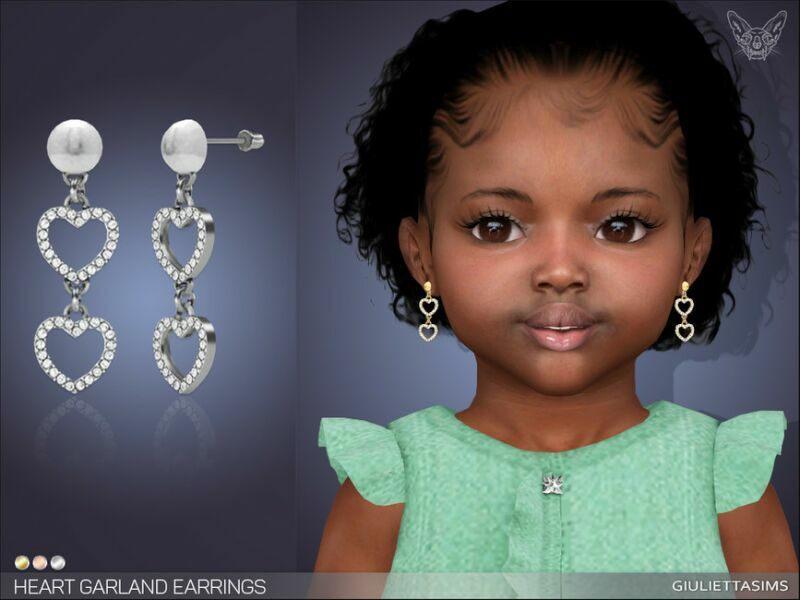 Heart Garland Earrings For Toddlers By Feyona Sims 4 CC