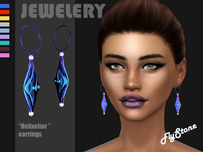 “Helixelior” Earrings By Flystone Sims 4 CC